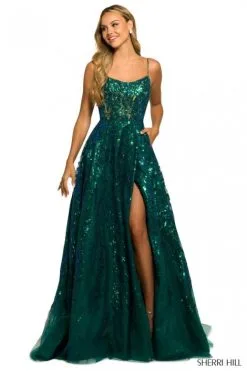 Sherri Hill 55521 Sequin Lace A-Line Prom Gown