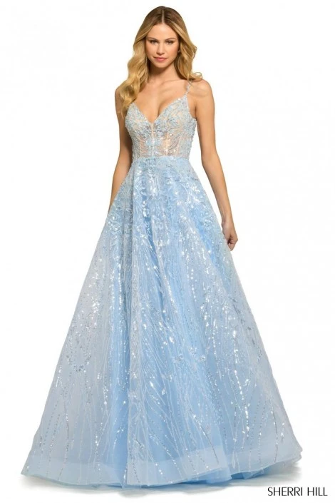 Sherri Hill 55532 Sparkling Sheer A-Line Gown 3 Sherri Hill 55532 Sparkling Sheer A-Line Gown