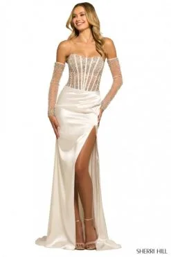 Sherri Hill 55536 Gorgeous Beaded Gown With Sheer Gloves