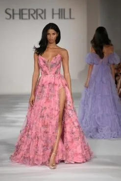 Sherri Hill 55620 Feminine Floral A-Line Gown