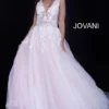 Jovani 55634 Off White Sheer Gown With Flowers