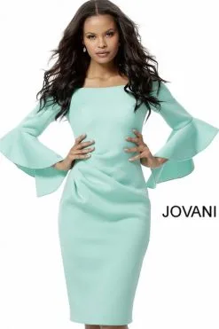 Jovani MOB Jovani 59992 Scuba Bell Sleeve Cocktail Dress