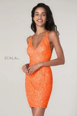 Scala Short Scala 60060-NEON Sequin Cocktail Dress