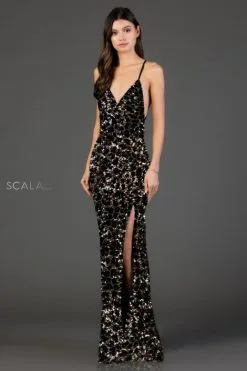 Scala 60073 Sequin Leonard Prom Gown