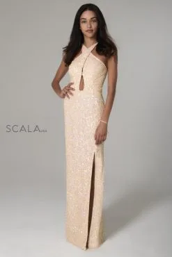Scala 60090 Sequin Keyhole Prom Gown