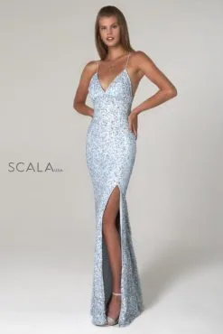 Scala 60116 Backless Sequin Gown