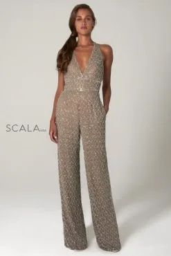 Scala 60132 Sequin Deep Jumpsuit With Pockets