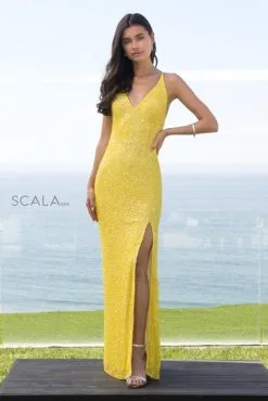 Scala 60141 Neon Sequin Prom Gown