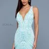 Scala Short Scala 60241 Short Beaded Pattern Prom Dress -Outlet Prom Dresses Store 60241 Scala Prom Dress S22 470x705