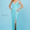 Scala 60259 Beaded Gown With Fringe Slit