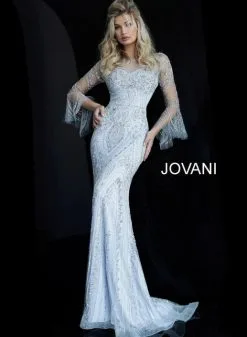 Jovani MOB Jovani 60827 Sheer Bell Sleeve Evening Dress