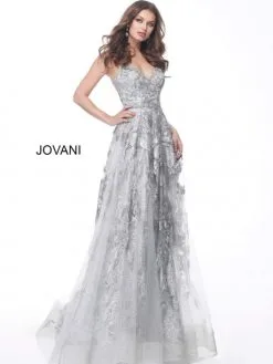 Jovani MOB Jovani 62405 Beautiful Silver Evening Dress