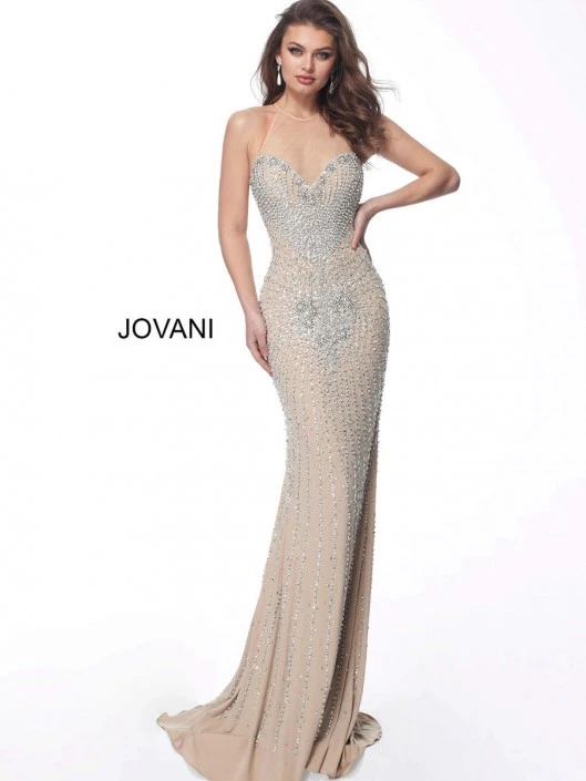 Jovani 63160 Sheer Neck Beaded Evening Dress 3 Jovani 63160 Sheer Neck Beaded Evening Dress