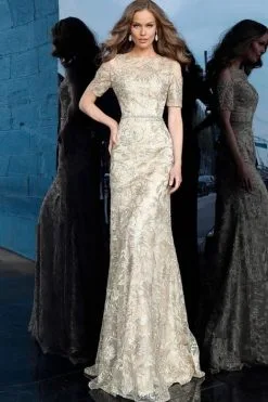 Jovani MOB Jovani 63649 Cold Shoulder Short Sleeve Gown