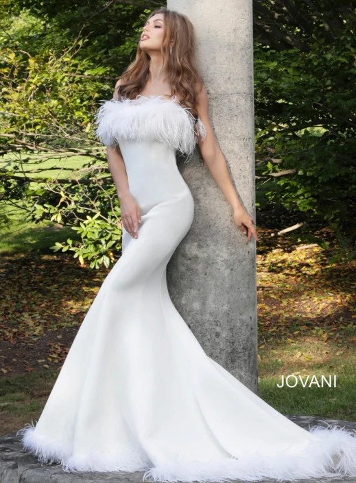 Jovani 63891 Dramatic Feather Trim Evening Dress 3 Jovani 63891 Dramatic Feather Trim Evening Dress