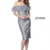 Jovani MOB Jovani 66239 Feather Neck Knee Length Evening Dress