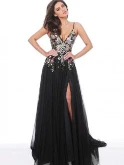 Jovani 67408 Floral Beaded Couture Gown
