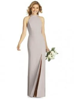 After Six 6808 High Neck Crepe Bridesmaid Dress