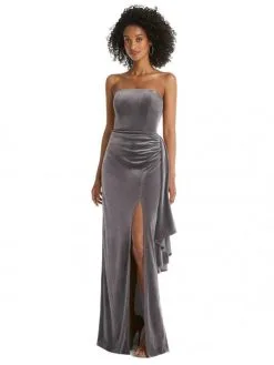 After Six 6850 Side Cascade Velvet Bridesmaid Dress