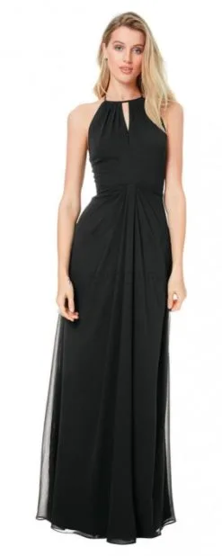 #Levkoff By Bill Levkoff 7038 Halter Keyhole Bridesmaid Dress