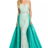 Johnathan Kayne 7242 Stretch Lace Gown With Overskirt