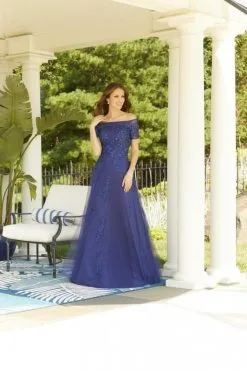 MGNY By Morilee 72503 Off Shoulder A-Line 3D Lace Gown