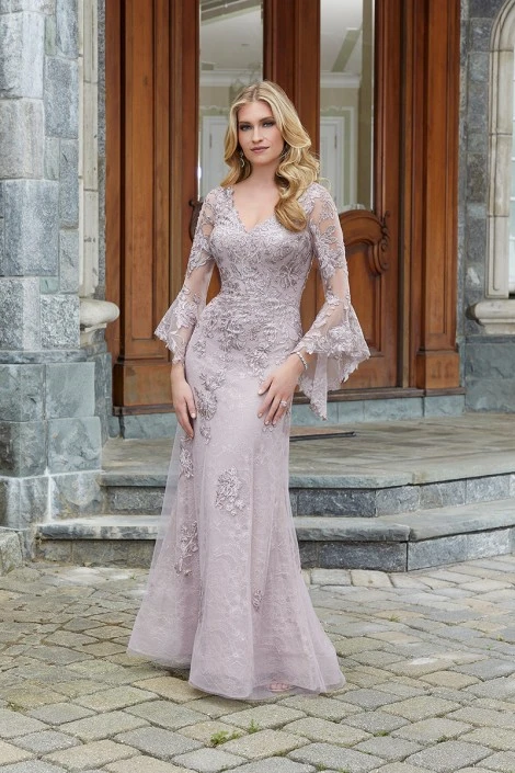 Size 14 Dusty Lilac MGNY By Morilee 72719 Romantic Lace Sheer Sleeve Gown 3 Size 14 Dusty Lilac MGNY By Morilee 72719 Romantic Lace Sheer Sleeve Gown