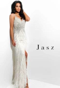 Jasz Couture 7366 Gown With Feather Skirt