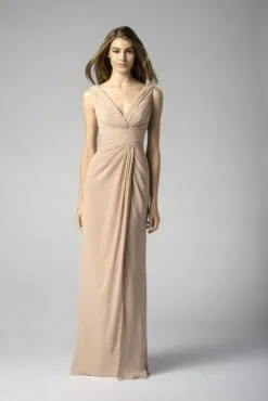 Watters 7548 V Neck Chiffon Bridesmaid Gown