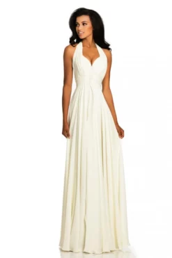 Johnathan Kayne 8074 Draped Georgette Halter Gown
