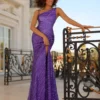 Clarisse 810428 Purple Sequin Asymmetric Prom Dress -Outlet Prom Dresses Store 810428 Clarisse Prom Dress S23 498x705