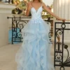 Clarisse 810593 Cascading Ruffle Prom Dress