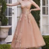Andrea & Leo Andrea And Leo A1114 Rose Gold Tea Length Dress 2 Andrea & Leo Andrea And Leo A1114 Rose Gold Tea Length Dress -Outlet Prom Dresses Store A1114 Andrea and Leo Gown S23 470x705
