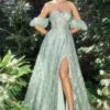 Andrea & Leo Andrea And Leo A1203 Greenery Puff Sleeve Gown -Outlet Prom Dresses Store A1203 Andrea and Leo Gown S23 470x705
