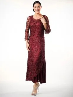 Soulmates Silk Soulmates C5109 Crochet Lace MOB Jacket Dress