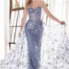 Ladivine Prom Ladivine CB046 Sheer Floral Corset Prom Dress