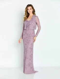 Cameron Blake By Mon Cheri Cameron Blake CB137 Floral Design Mothers Gown With Jacket