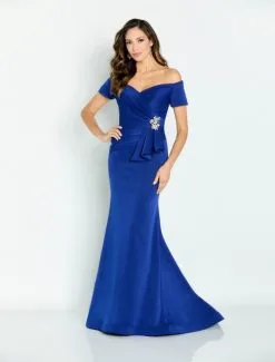 Cameron Blake By Mon Cheri Size 14 Sapphire Cameron Blake CB141 Off Shoulder Pleated Mothers Gown