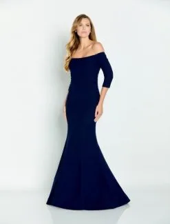 Cameron Blake By Mon Cheri Cameron Blake CB145 Navy Off Shoulder Mothers Gown