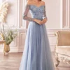 Ladivine Prom Ladivine CD0172 Off Shoulder Sheer Sleeve Gown 2 Ladivine Prom Ladivine CD0172 Off Shoulder Sheer Sleeve Gown -Outlet Prom Dresses Store CD0172 Ladivine Prom Dress S23 470x705