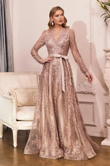 Ladivine Prom Ladivine CD233 Sparkling Sheer Long Sleeve Gown 3 Ladivine Prom Ladivine CD233 Sparkling Sheer Long Sleeve Gown