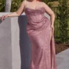 Ladivine Prom Ladivine CD254C Sequin High Slit Plus Size Prom Dress