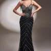 Ladivine Prom Ladivine CR866 Black Beaded Gown 2 Ladivine Prom Ladivine CR866 Black Beaded Gown -Outlet Prom Dresses Store CR866 Ladivine Prom Dress S23 470x705