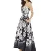Alfred Sung D699FP Floral Print Hi-Low Bridesmaid Dress -Outlet Prom Dresses Store D699FP Alfred Sung Bridesmaid Dress F16