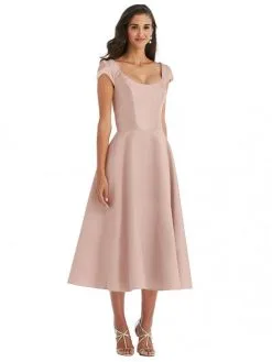 Alfred Sung D798 Cap Sleeve Midi Bridesmaid Dress