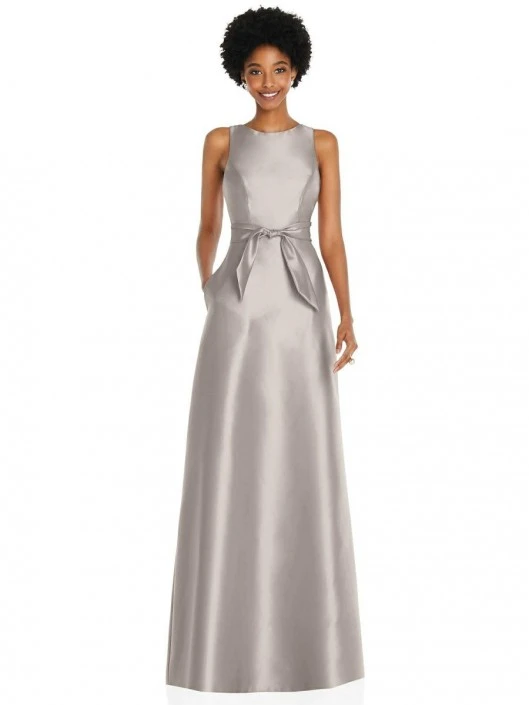 Alfred Sung D825 Tie Waist Pocket Bridesmaid Dress 3 Alfred Sung D825 Tie Waist Pocket Bridesmaid Dress