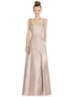 Alfred Sung D826 Square Neck Slit Bridesmaid Dress