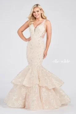 Ellie Wilde By Mon Cheri Ellie Wilde EW122040 Lace Tiered Mermaid Prom Dress