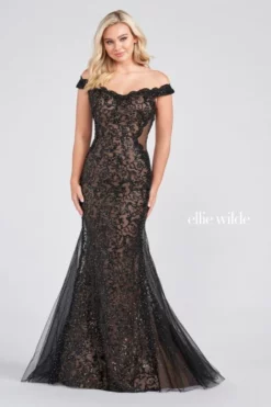 Ellie Wilde By Mon Cheri Ellie Wilde EW122078 Off Shoulder Lace Prom Dress