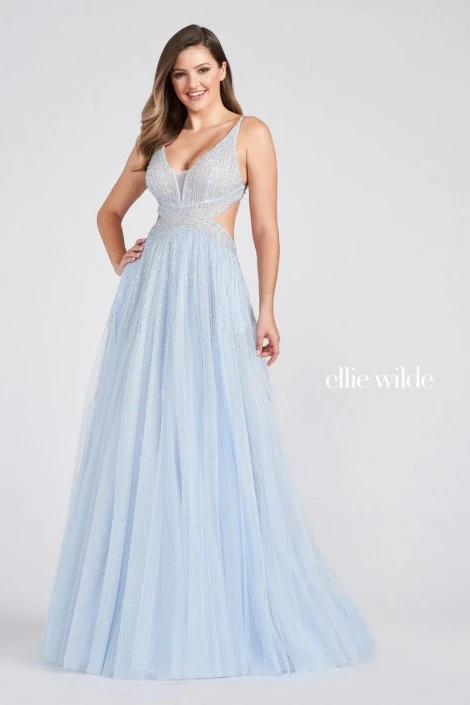 Ellie Wilde By Mon Cheri Ellie Wilde EW122099 Sparkling Cutout Sides Prom Dress 3 Ellie Wilde By Mon Cheri Ellie Wilde EW122099 Sparkling Cutout Sides Prom Dress
